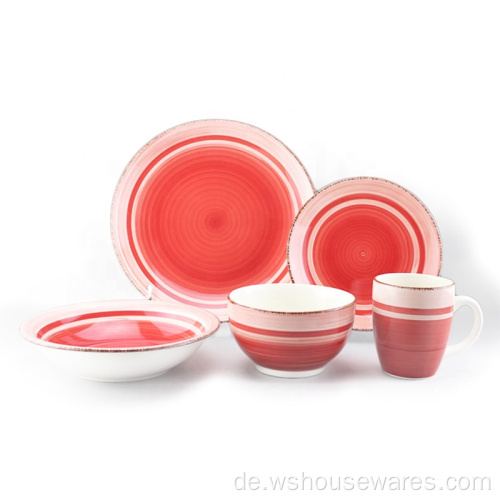 gelbem Farbstein-Dinner-Set handbemalte Stil